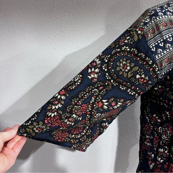 Hollister Boho Floral Paisley Kimono / shawl / light cardigan With Fringe - Picture 3 of 12